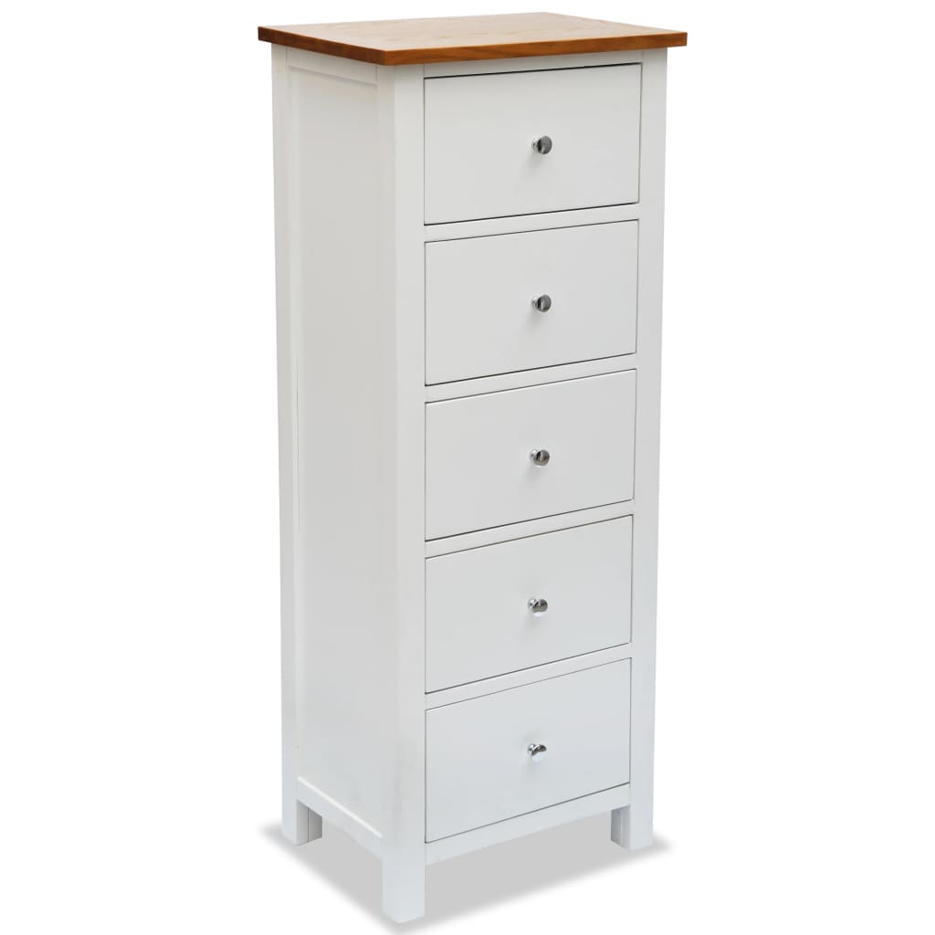 vidaXL tömör tölgyfa fiókos komód 45 x 32 x 115 cm