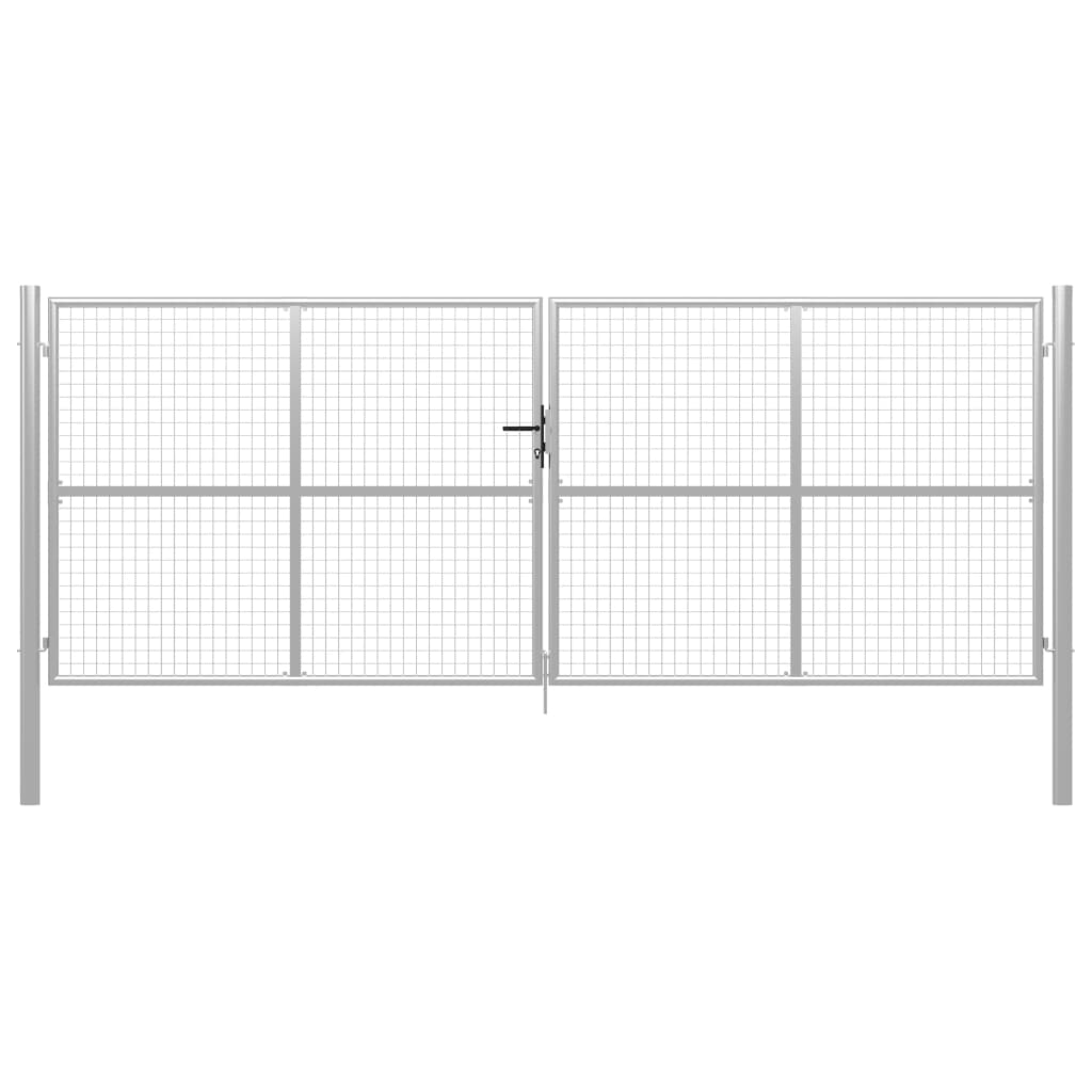 vidaXL ezüstszínű horganyzott acél kertkapu 415 x 200 cm
