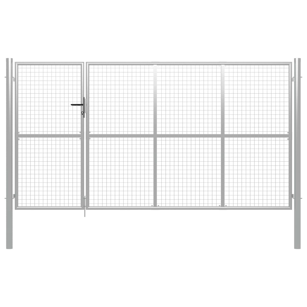 vidaXL ezüstszínű acél kertkapu 350 x 150 cm