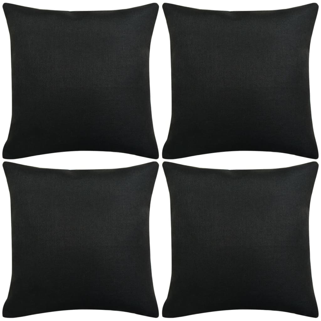vidaXL 4 db 80x80 cm fekete vászon jellegű párnahuzat