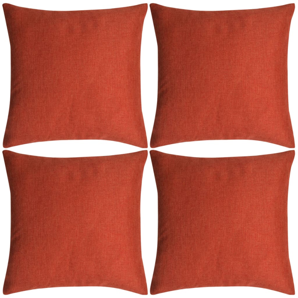 vidaXL 4 db 50x50 cm vászon-jellegű párnahuzat terrakotta
