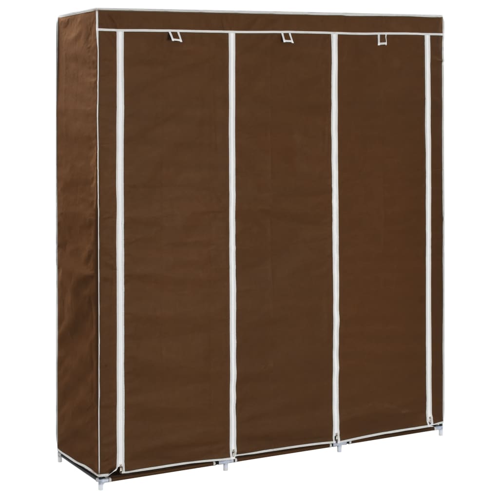 282454 vidaXL Wardrobe with Compartments and Rods Brown 150x45x175 cm Fabric