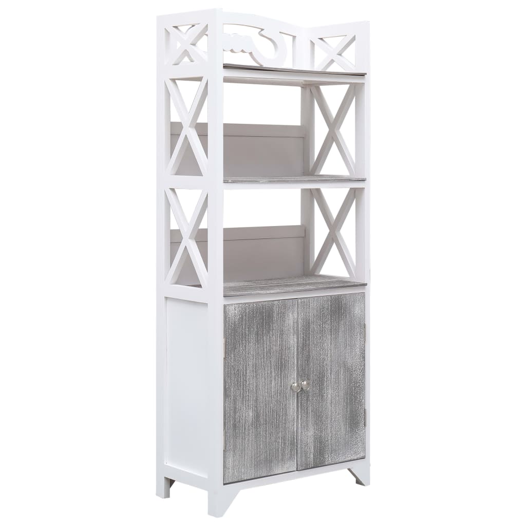 vidaXL fehér-szürke császárfa fürdőszobaszekrény 46 x 24 x 116 cm