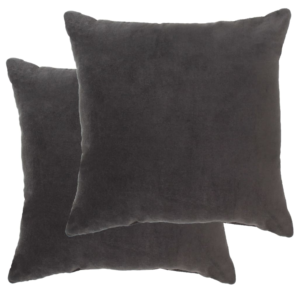 vidaXL 2 db antracitszürke pamutbársony párna 45 x 45 cm