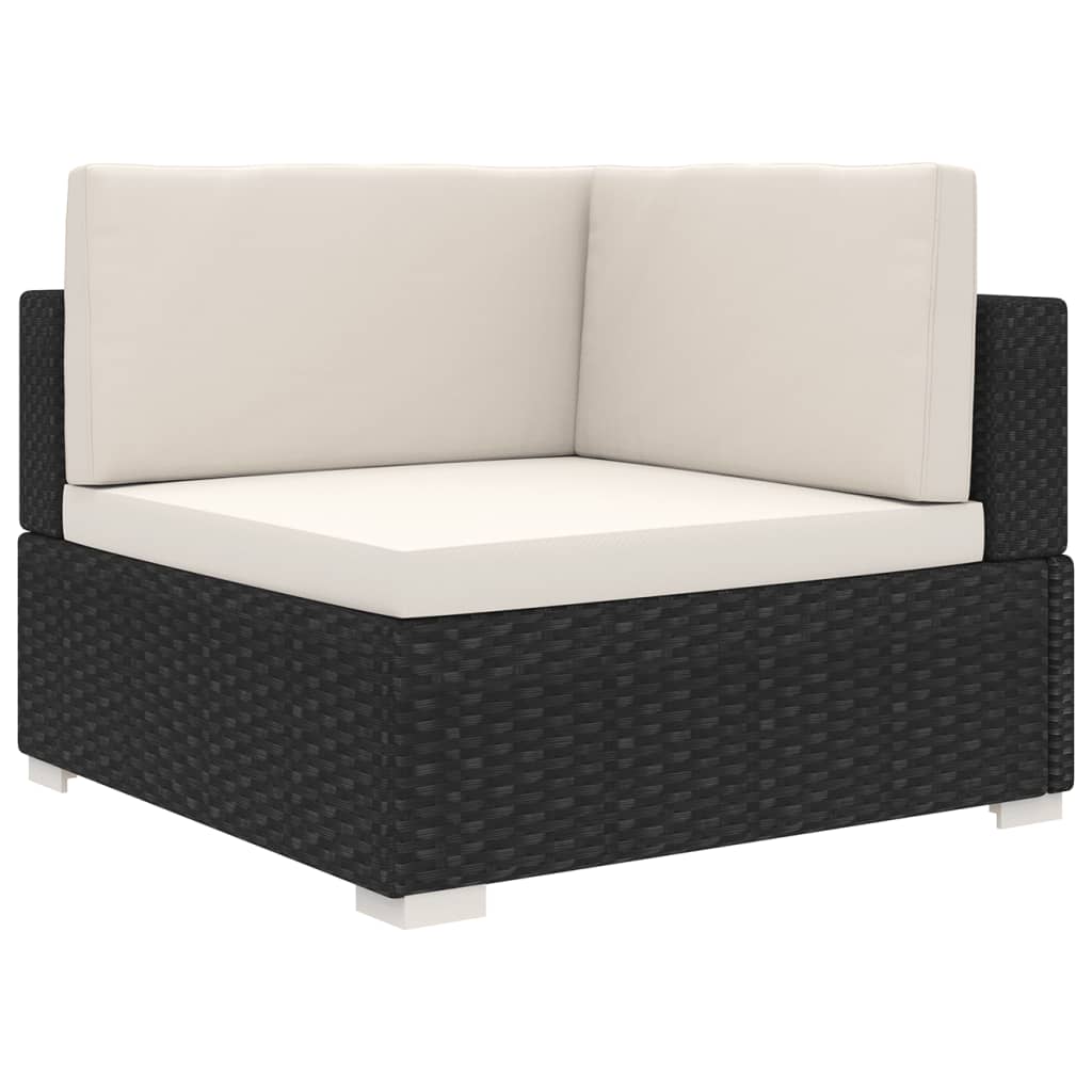 vidaXL 1 db fekete polyrattan moduláris sarokfotel párnákkal