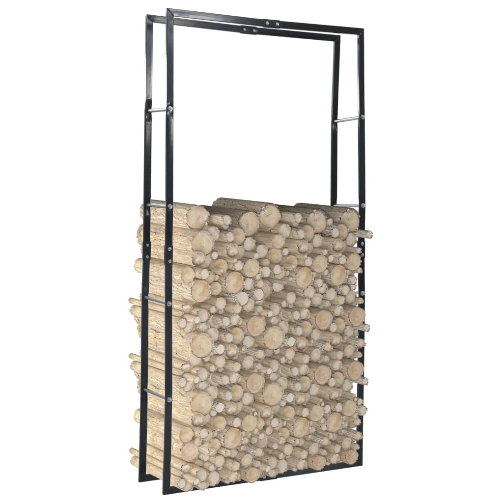 vidaXL fekete acél tűzifatároló 100 x 25 x 200 cm