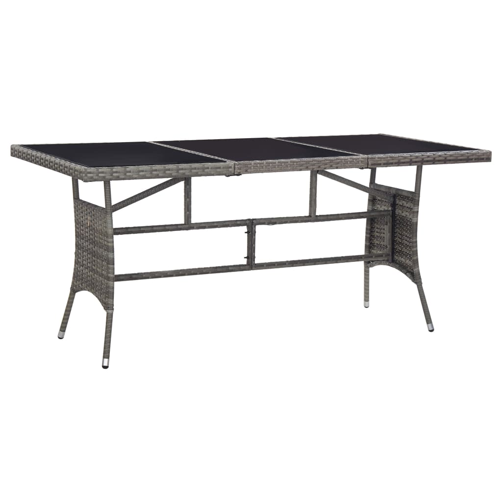 vidaXL szürke polyrattan kerti asztal 170 x 80 x 74 cm