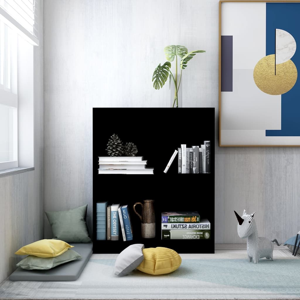 vidaXL fekete szerelt fa könyvespolc 60 x 24 x 74,5 cm