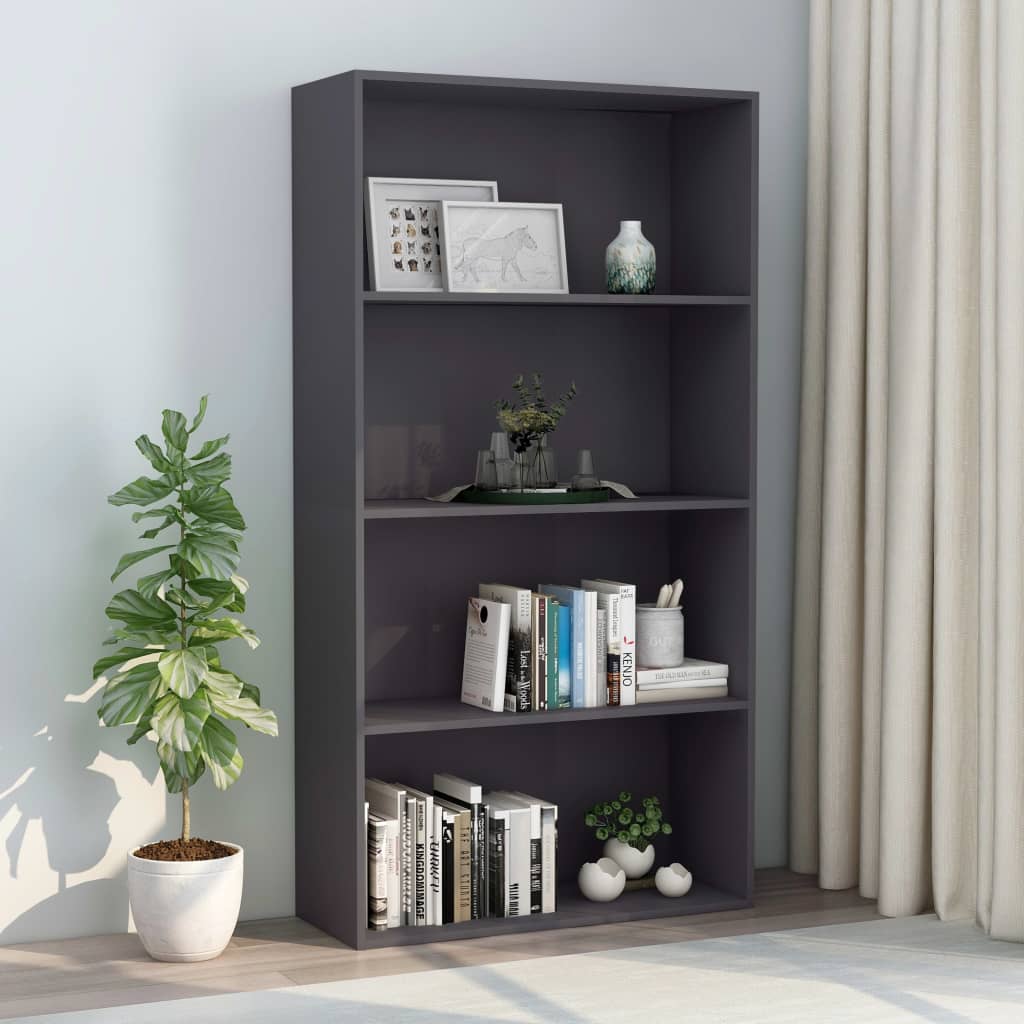 vidaXL 4-szintes szürke forgácslap könyvszekrény 80 x 30 x 151,5 cm