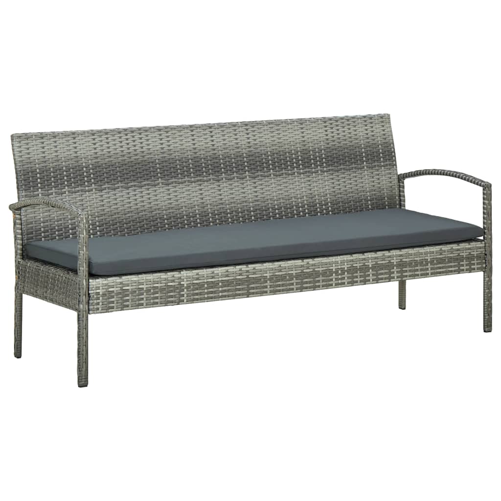 vidaXL 3 személyes szürke polyrattan kerti kanapé párnával