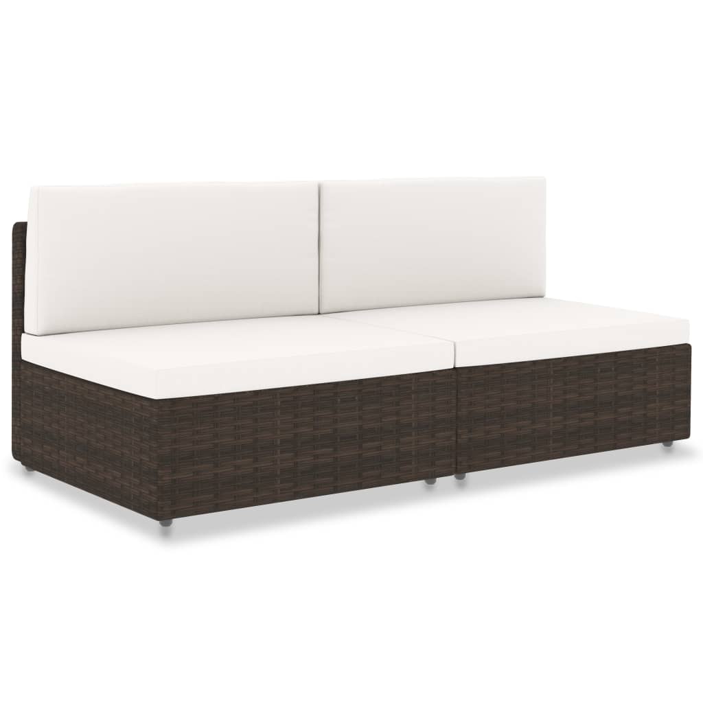 vidaXL 2 személyes barna elemes polyrattan kanapé