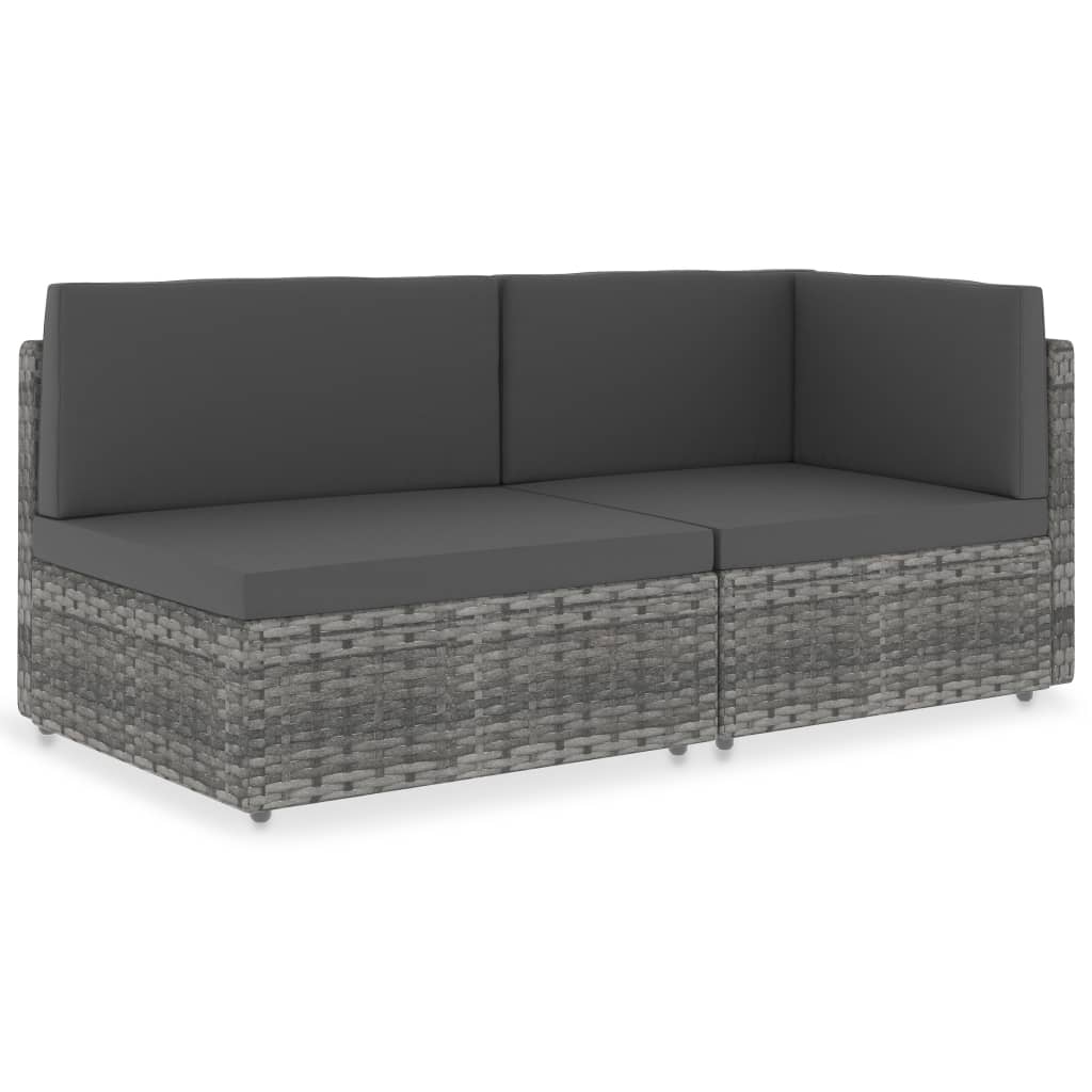 vidaXL 2 személyes szürke elemes polyrattan kanapé