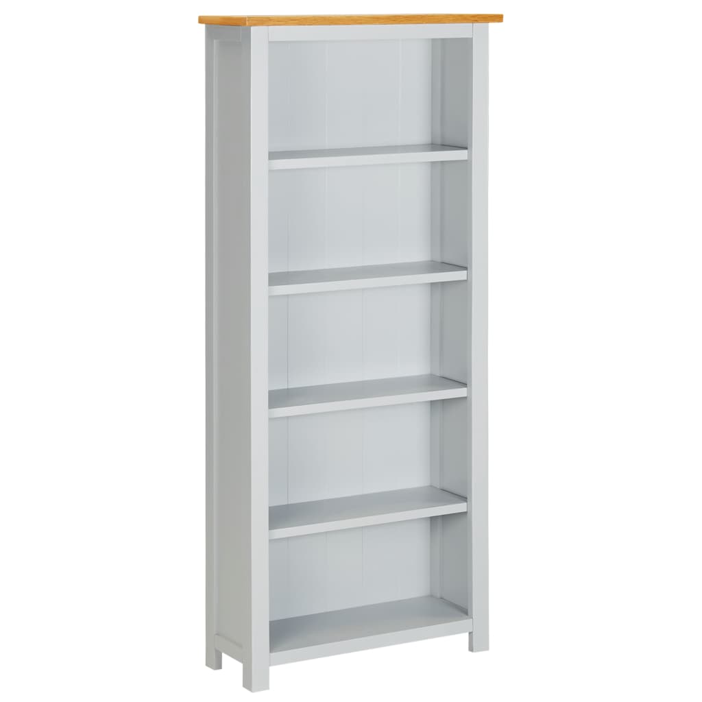 vidaXL 5 szintes tömör tölgyfa könyvespolc 60 x 22,5 x 140 cm