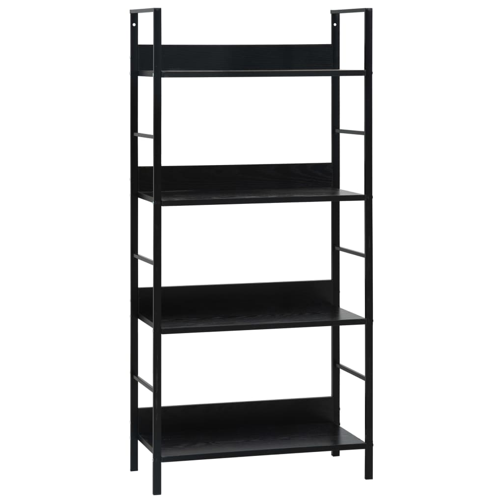 vidaXL 4 szintes fekete forgácslap könyvespolc 60 x 27,6 x 124,5 cm