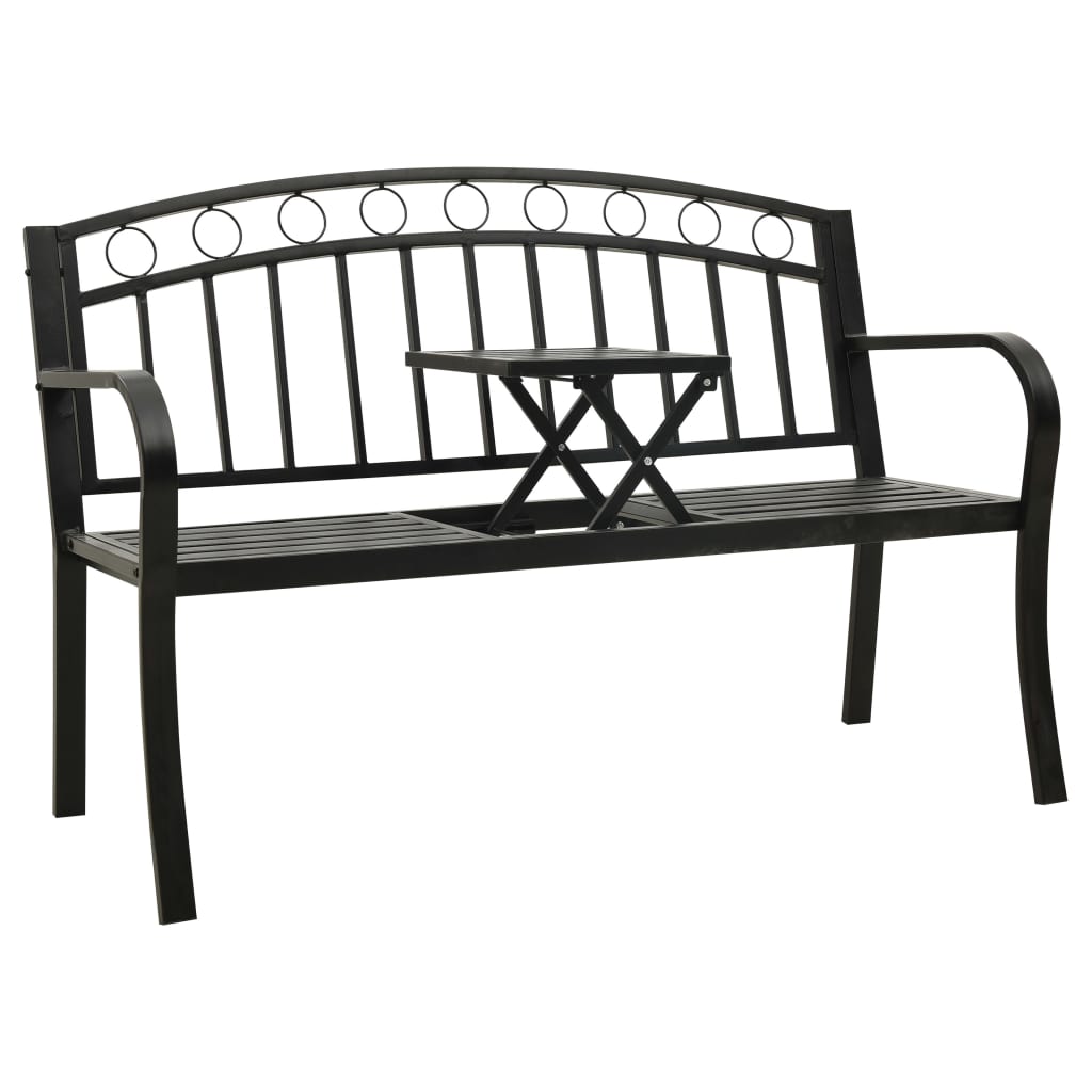 vidaXL fekete acél kerti pad asztallal 125 cm