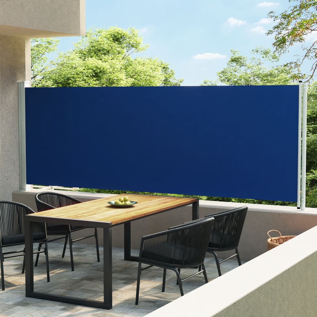 vidaXL kék kihúzható oldalsó terasz-napellenző 600 x 160 cm
