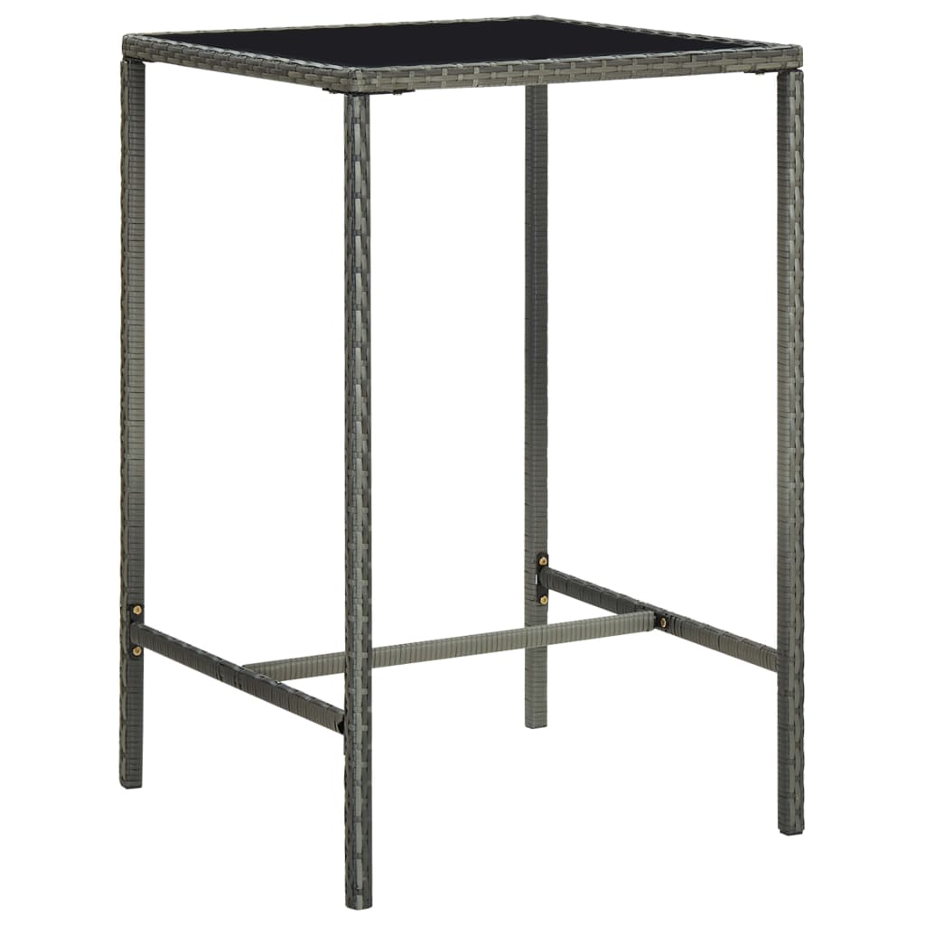 vidaXL szürke polyrattan és üveg kerti bárasztal 70 x 70 x 110 cm