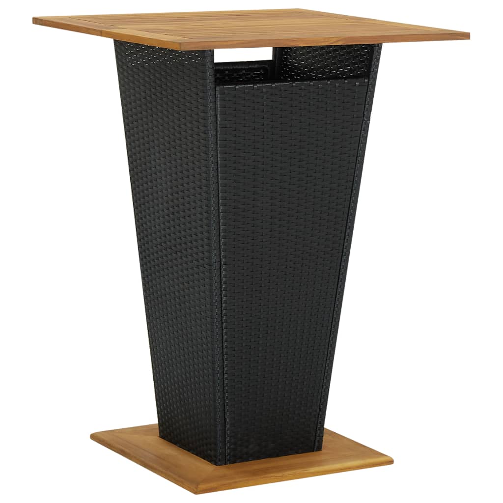vidaXL fekete polyrattan és tömör akácfa bárasztal 80 x 80 x 110 cm