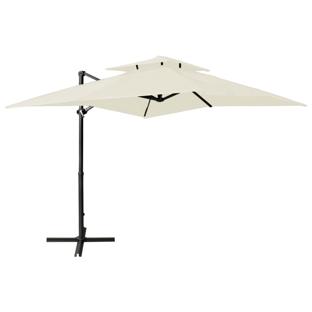 vidaXL homokszínű dupla tetejű konzolos napernyő 250 x 250 cm