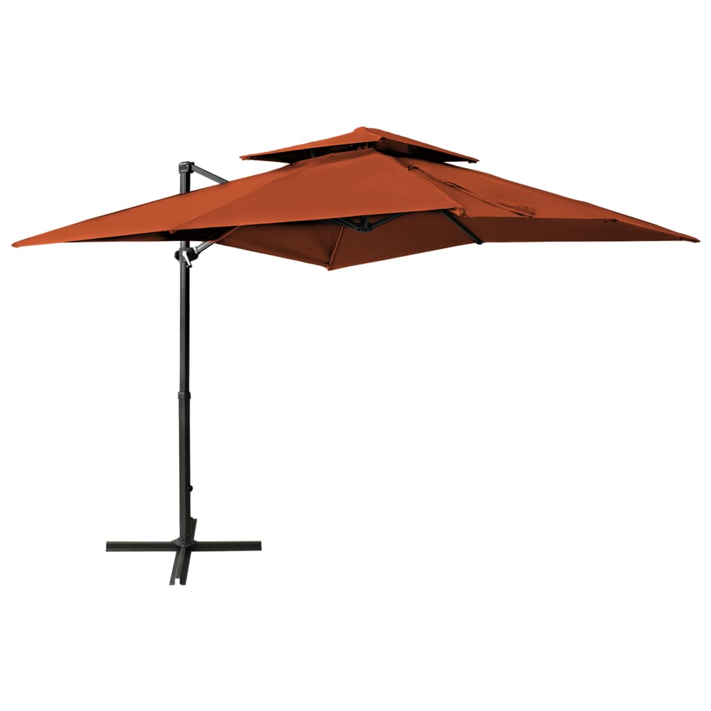 vidaXL terrakotta színű dupla tetejű konzolos napernyő 250 x 250 cm