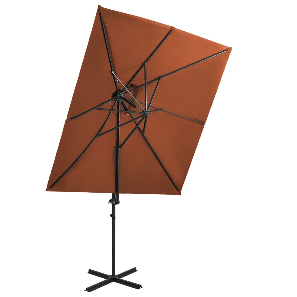 vidaXL terrakotta színű dupla tetejű konzolos napernyő 250 x 250 cm