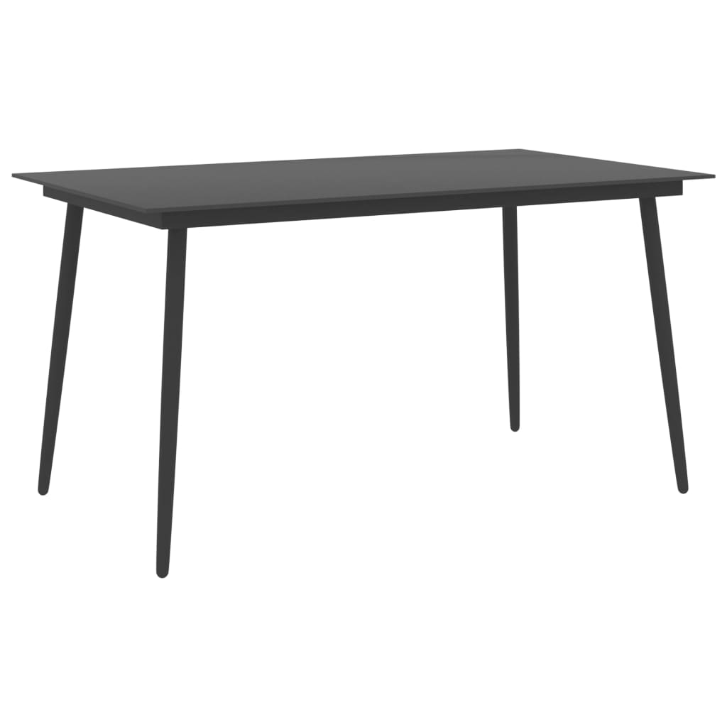 vidaXL fekete acél és üveg kerti étkezőasztal 150 x 90 x 74 cm