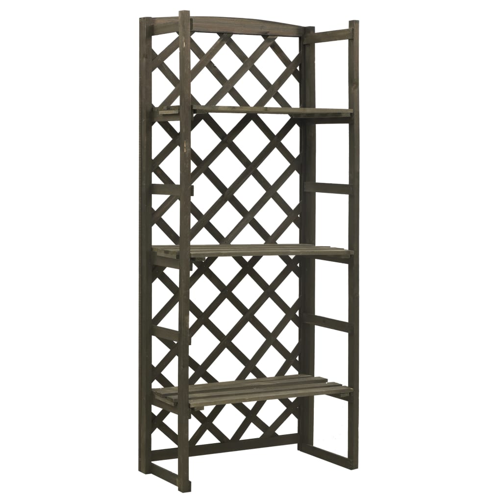 vidaXL szürke tömör fenyőfa rácsos növényállvány 60 x 30 x 140 cm