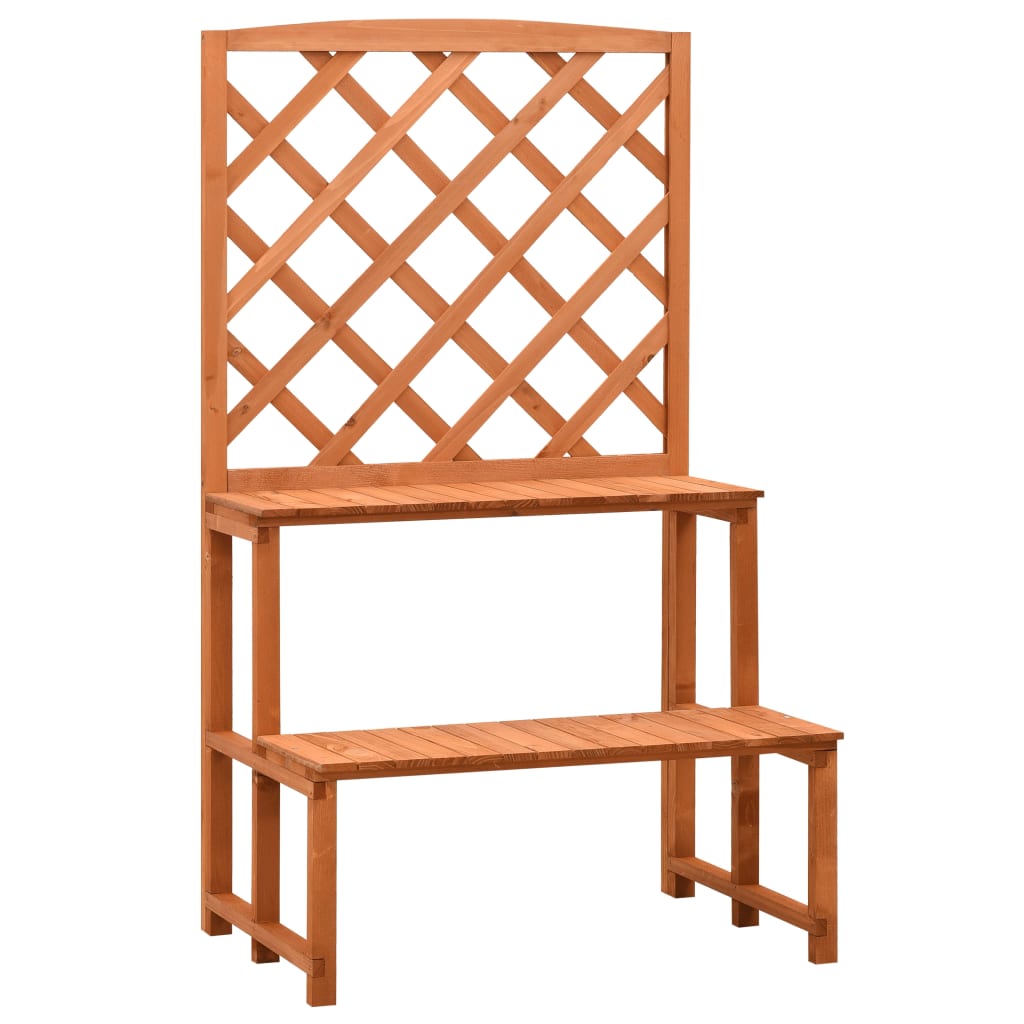 vidaXL narancssárga tömör fenyőfa rácsos növényállvány 70x42x120 cm