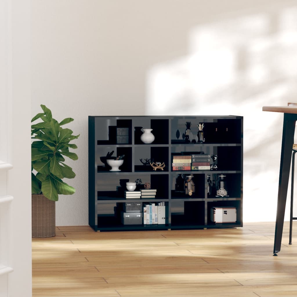 vidaXL magasfényű fekete forgácslap kisszekrény 97 x 32 x 72 cm