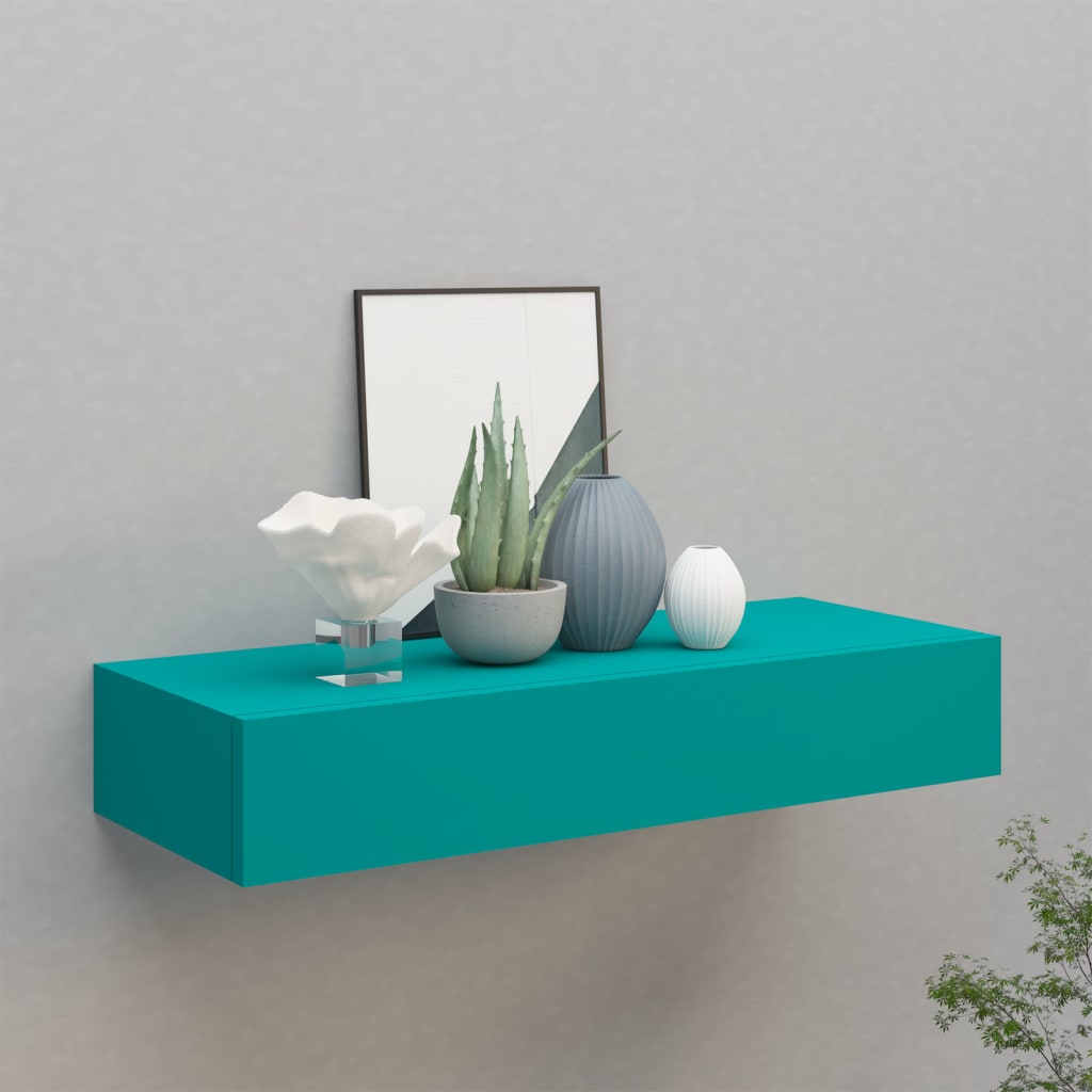 vidaXL kék falra szerelhető fiókos polc 60 x 23,5 x 10 cm