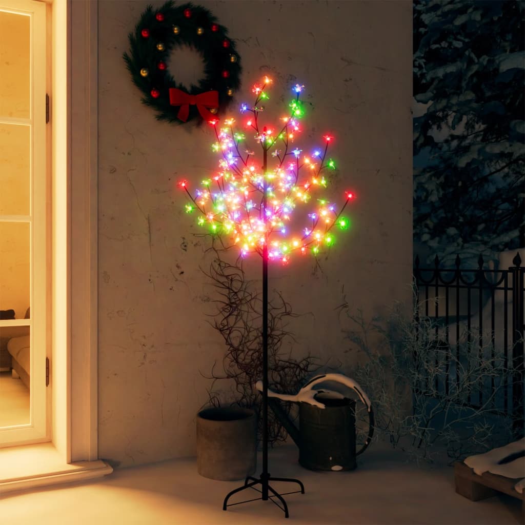vidaXL cseresznyevirágos karácsonyfa 120 db színes LED-del 150 cm