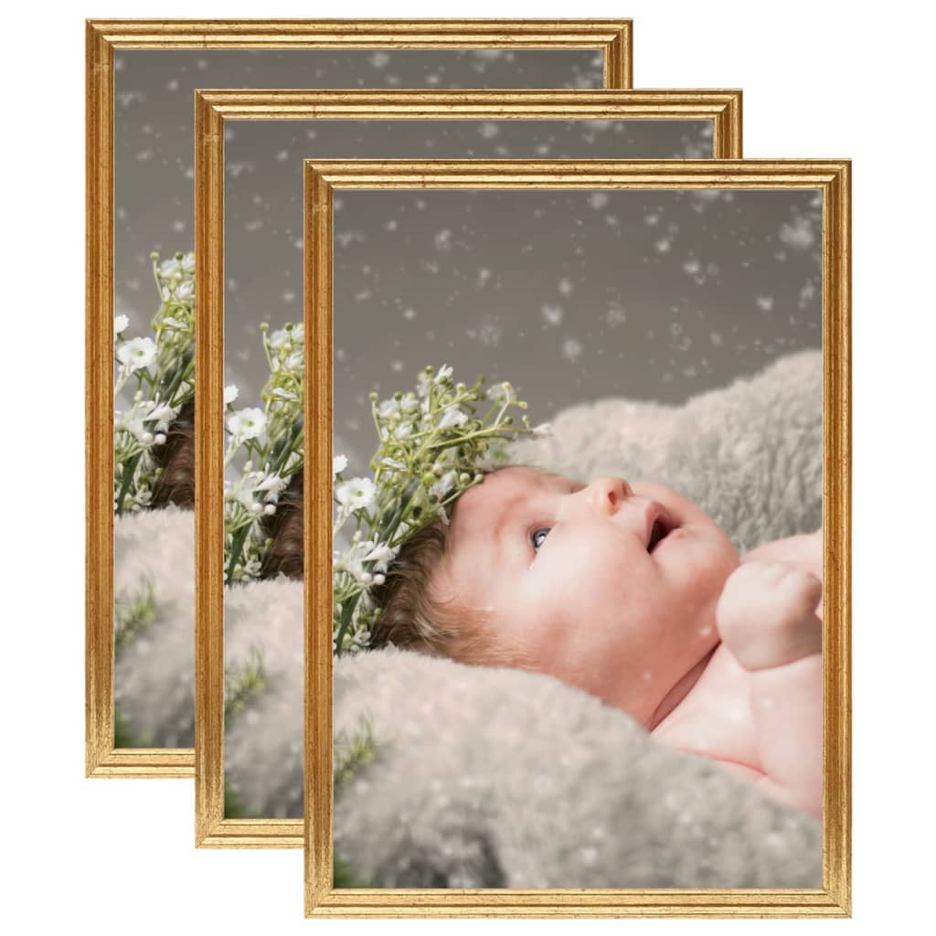 vidaXL 3 db aranyszínű MDF fali/asztali fényképkeret 29,7 x 42 cm