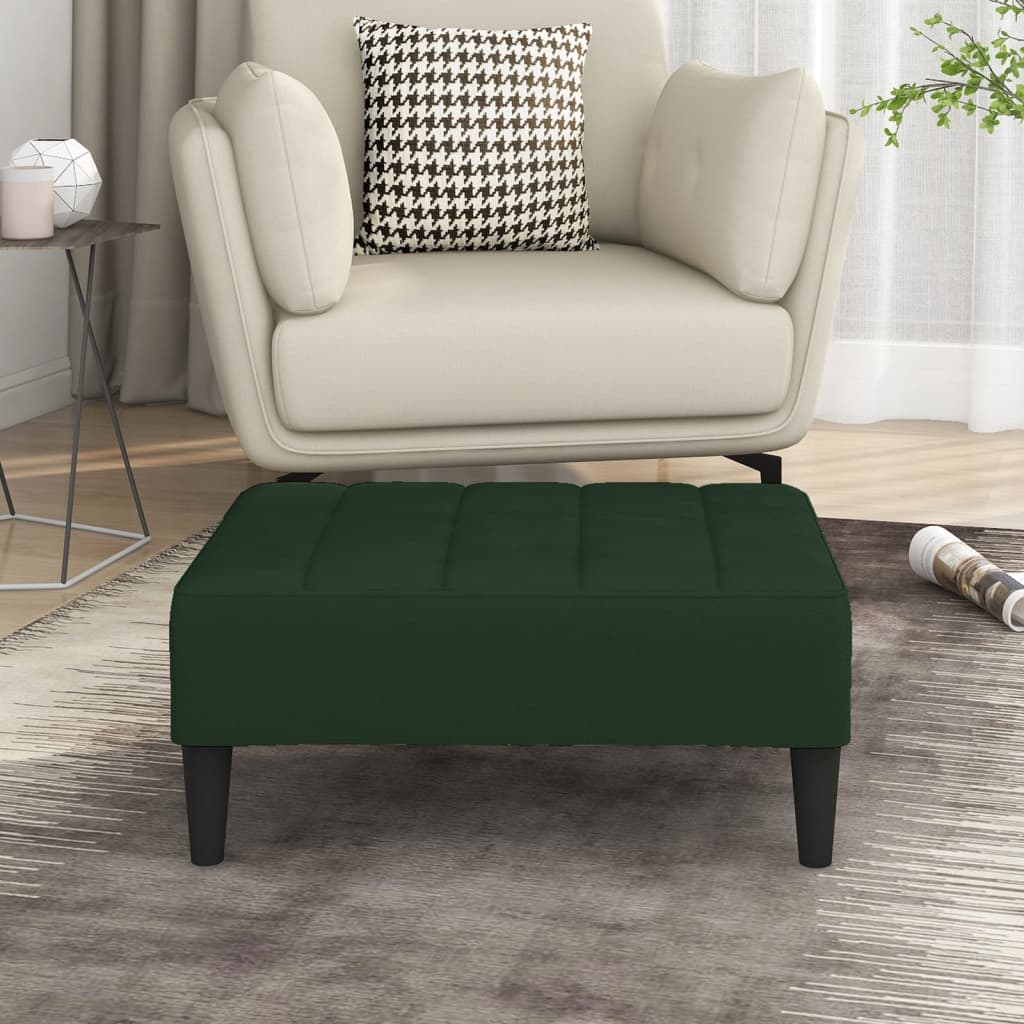 vidaXL sötétzöld bársony lábzsámoly 78 x 56 x 32 cm