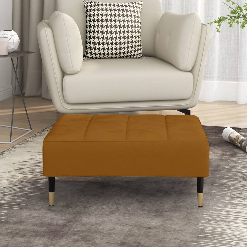 vidaXL barna bársony lábzsámoly 78 x 56 x 32 cm