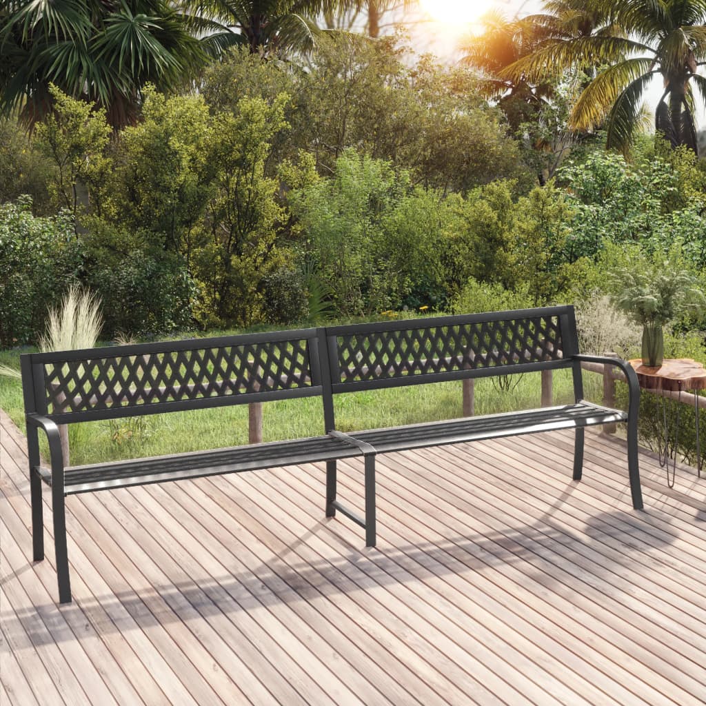 vidaXL fekete acél kerti dupla pad 125 cm