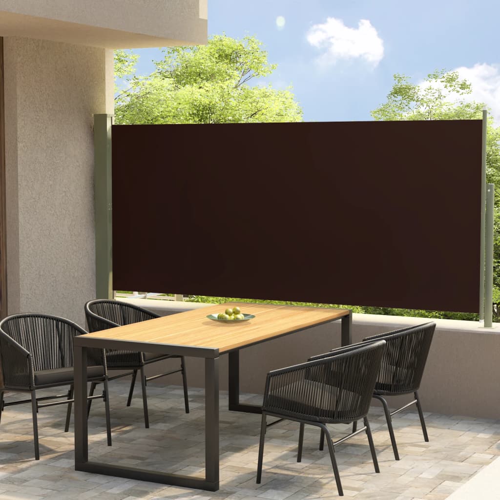 vidaXL barna behúzható oldalsó terasznapellenző 117 x 300 cm