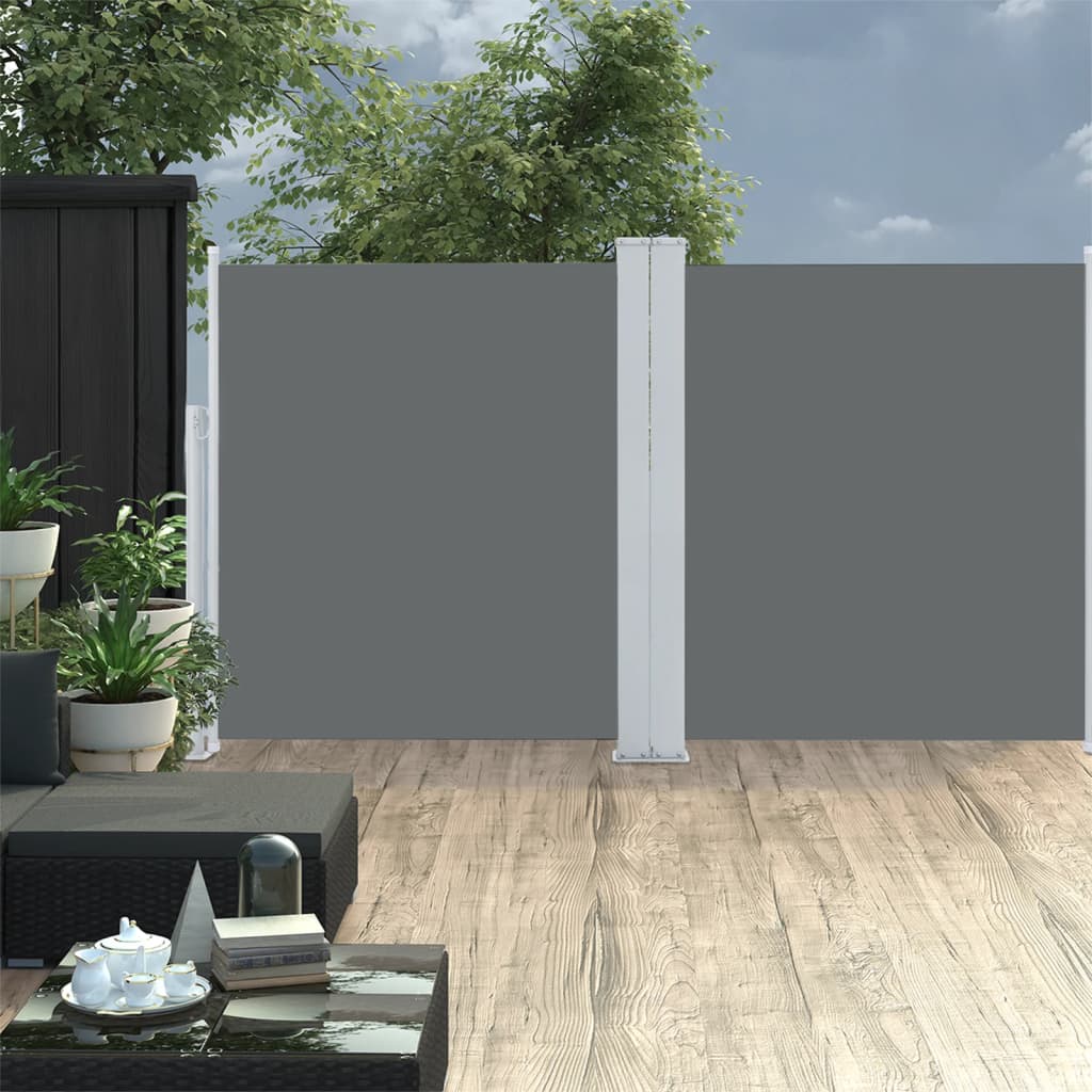 vidaXL antracitszürke behúzható oldalsó napellenző 140 x 600 cm