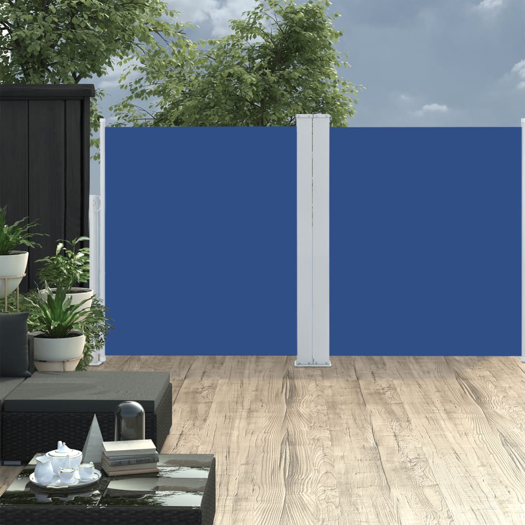 vidaXL kék behúzható oldalsó napellenző 140 x 600 cm