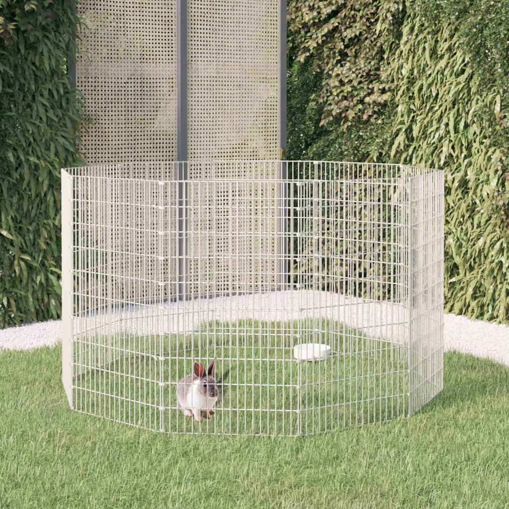 vidaXL 10 paneles horganyzott vas nyúlketrec 54x100 cm