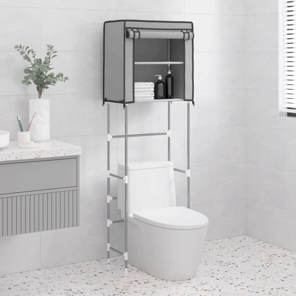 vidaXL 2 szintes szürke vas WC feletti tárolóállvány 56x30x170 cm