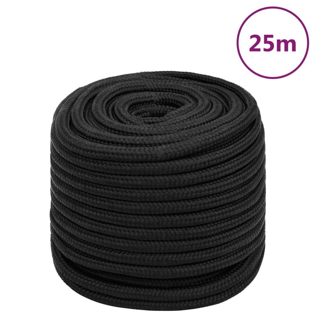 vidaXL teljesen fekete polipropilén hajókötél 18 mm 25 m