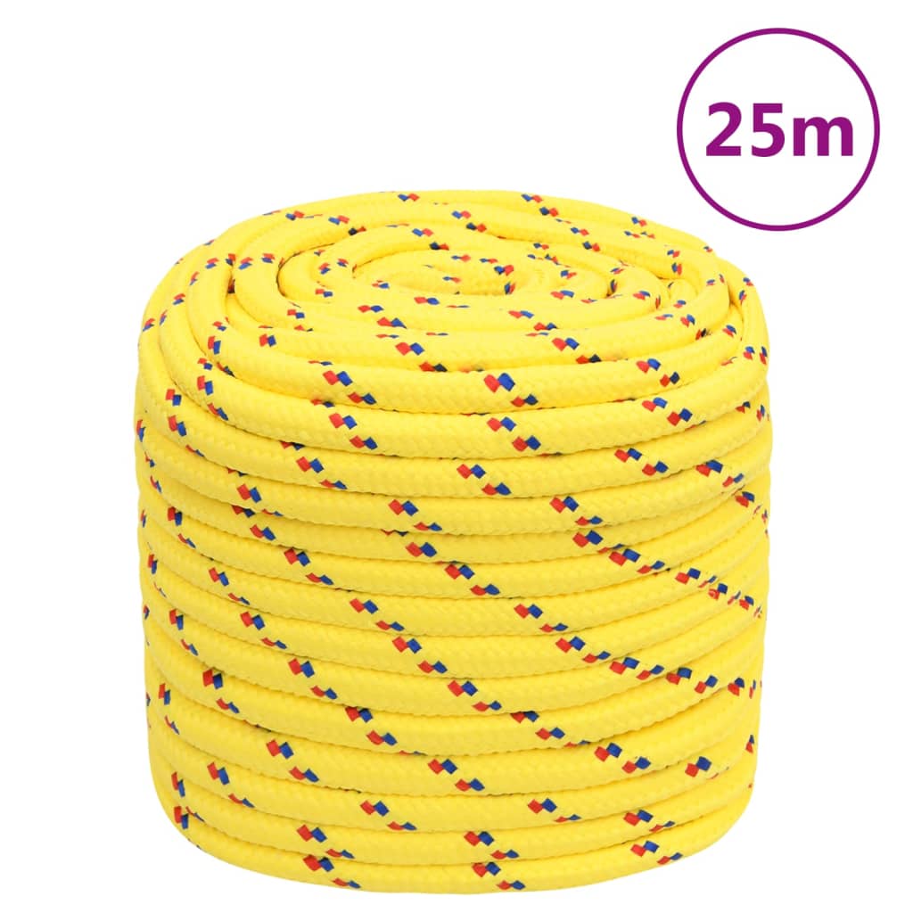 vidaXL sárga polipropilén hajókötél 16 mm 25 m