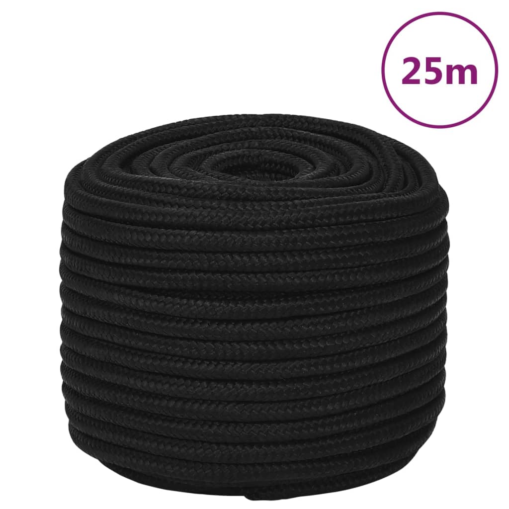vidaXL fekete poliészter munkakötél 14 mm 25 m