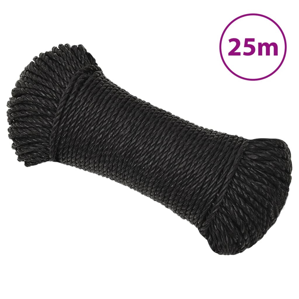 vidaXL fekete polipropilén munkakötél 3 mm 25 m