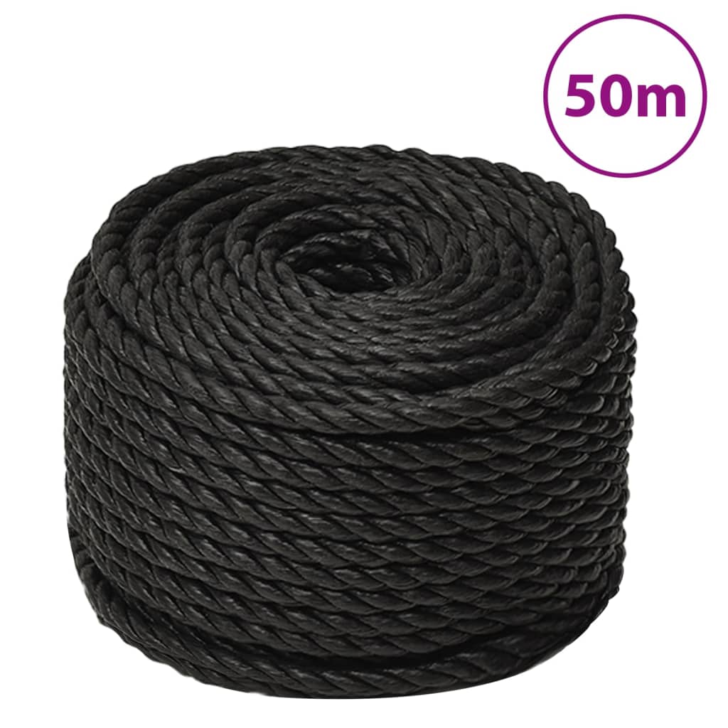 vidaXL fekete polipropilén munkakötél 12 mm 50 m