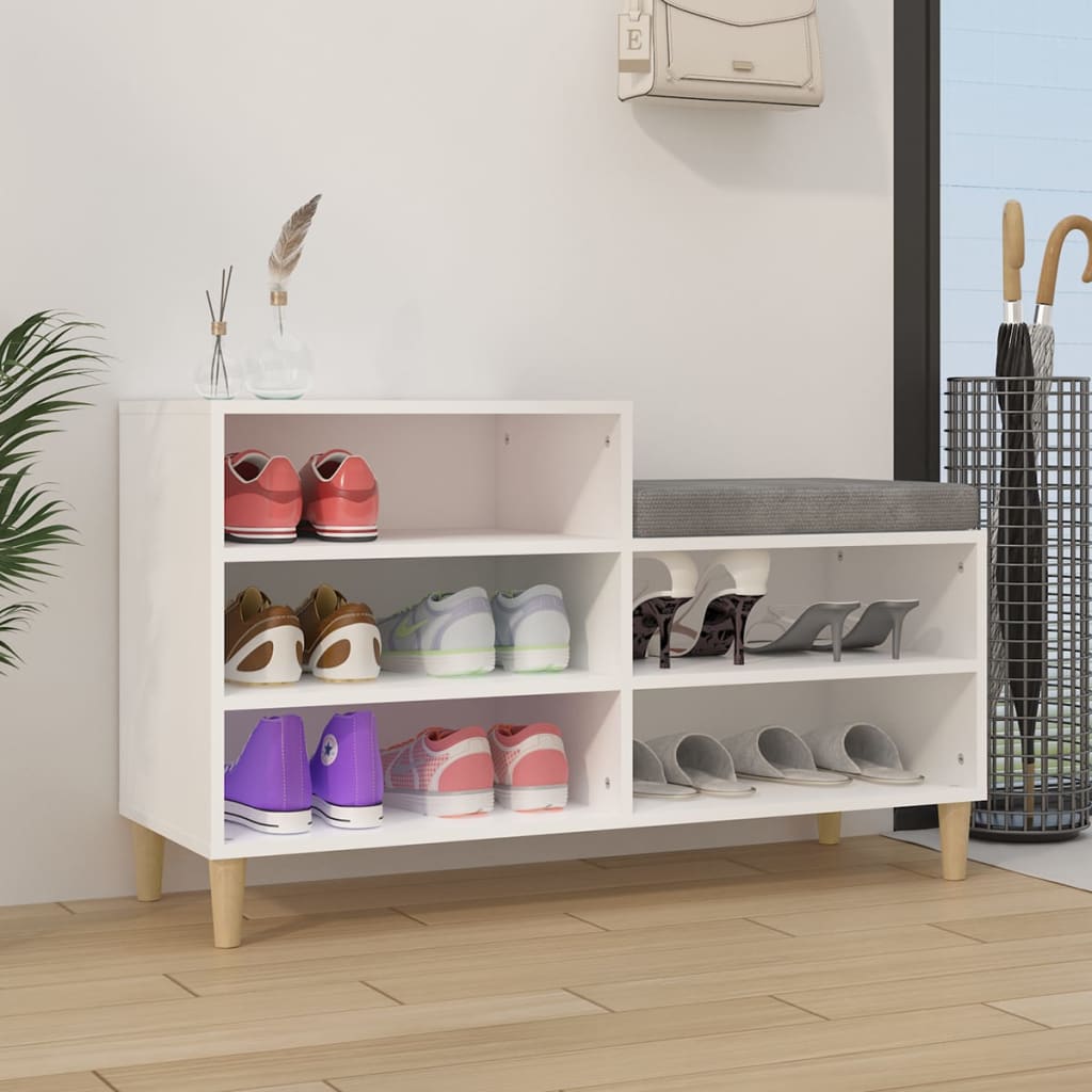 vidaXL fehér szerelt fa cipősszekrény 102x36x60 cm