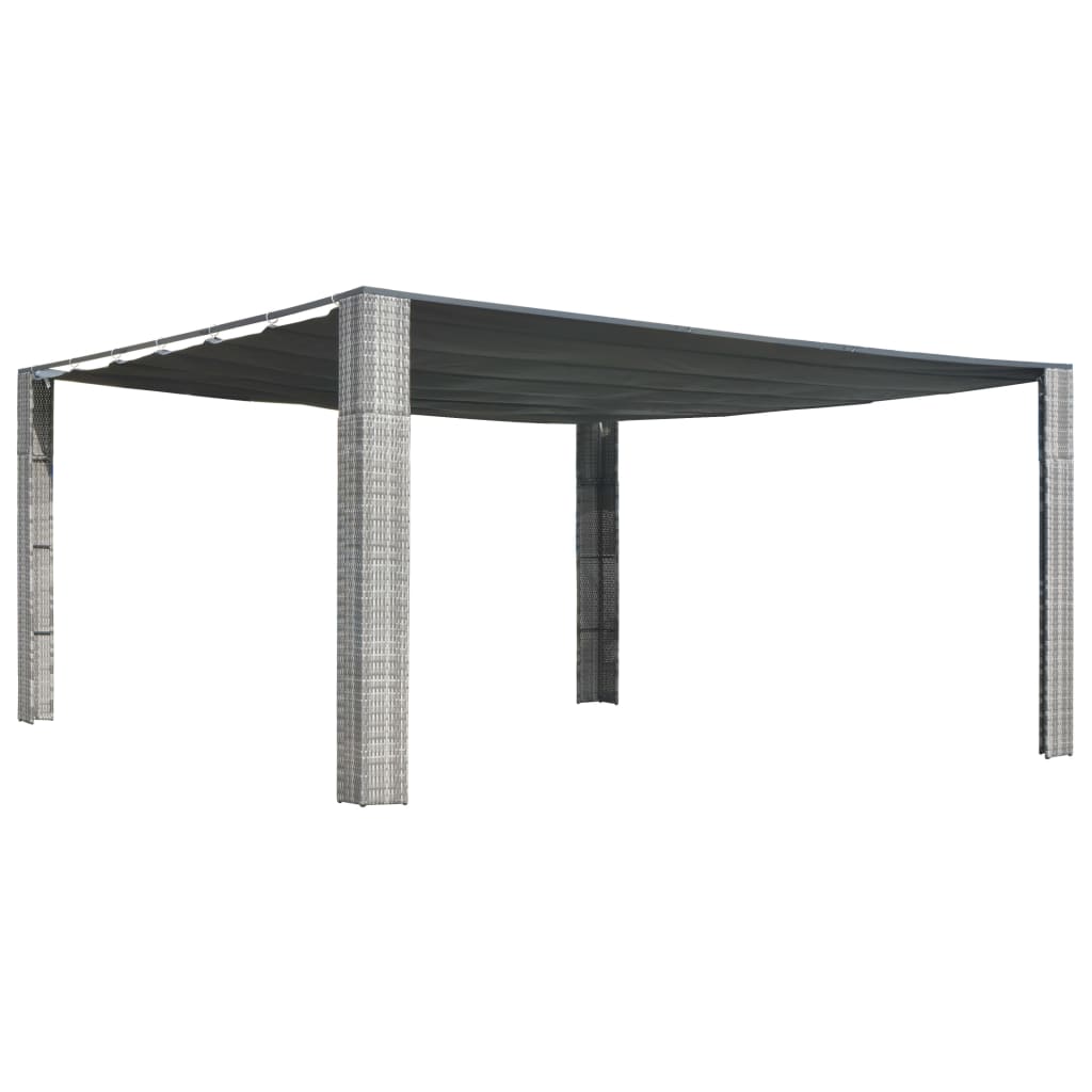 vidaXL szürke és antracit polyrattan pavilon tetővel 400x400x200 cm