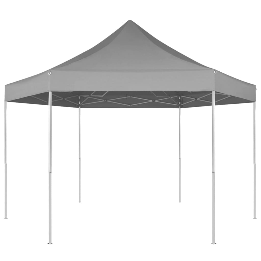 vidaXL szürke összecsukható hatszög alakú pop-up pavilon 3,6 x 3,1 m
