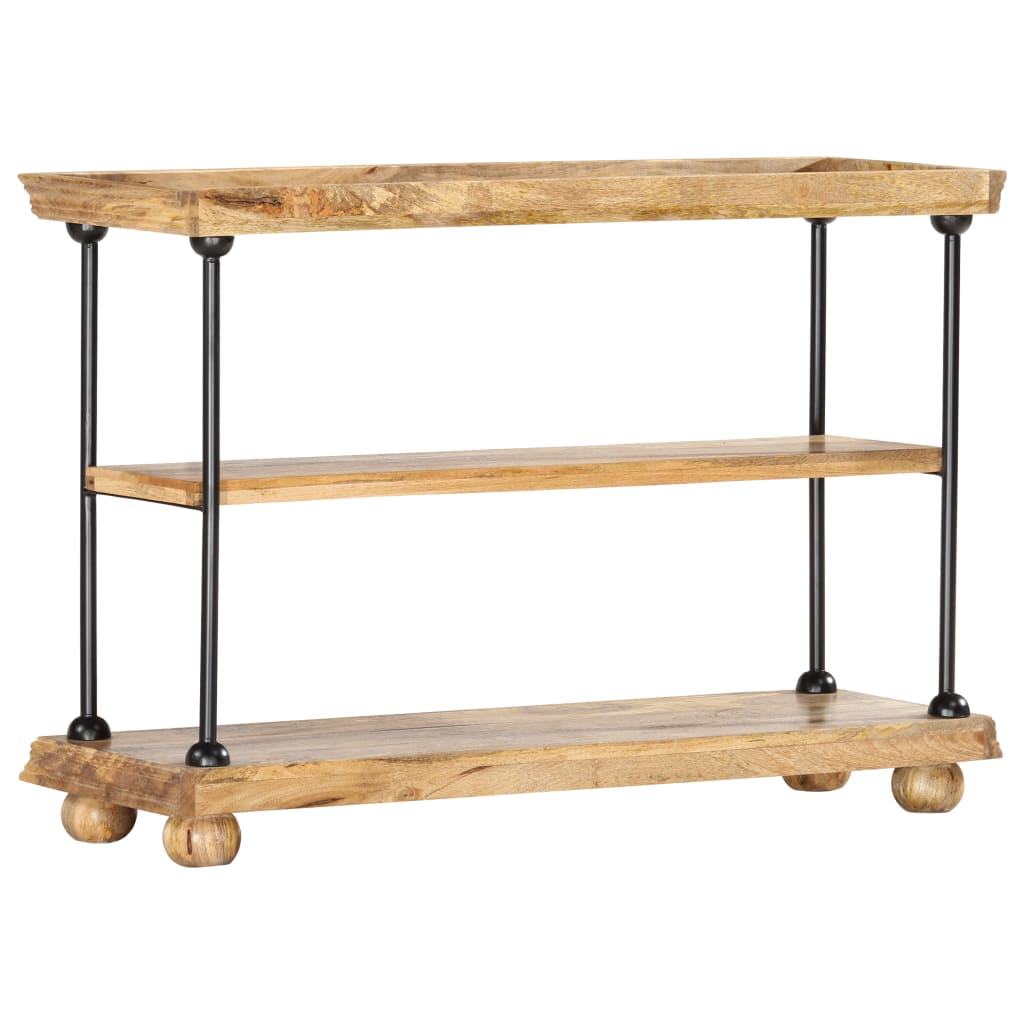 vidaXL 2-szintes tömör mangófa és acél könyvespolc 110 x 35 x 75 cm