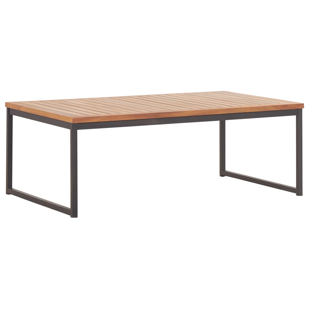 vidaXL tömör akácfa és acél dohányzóasztal 100 x 60 x 36 cm